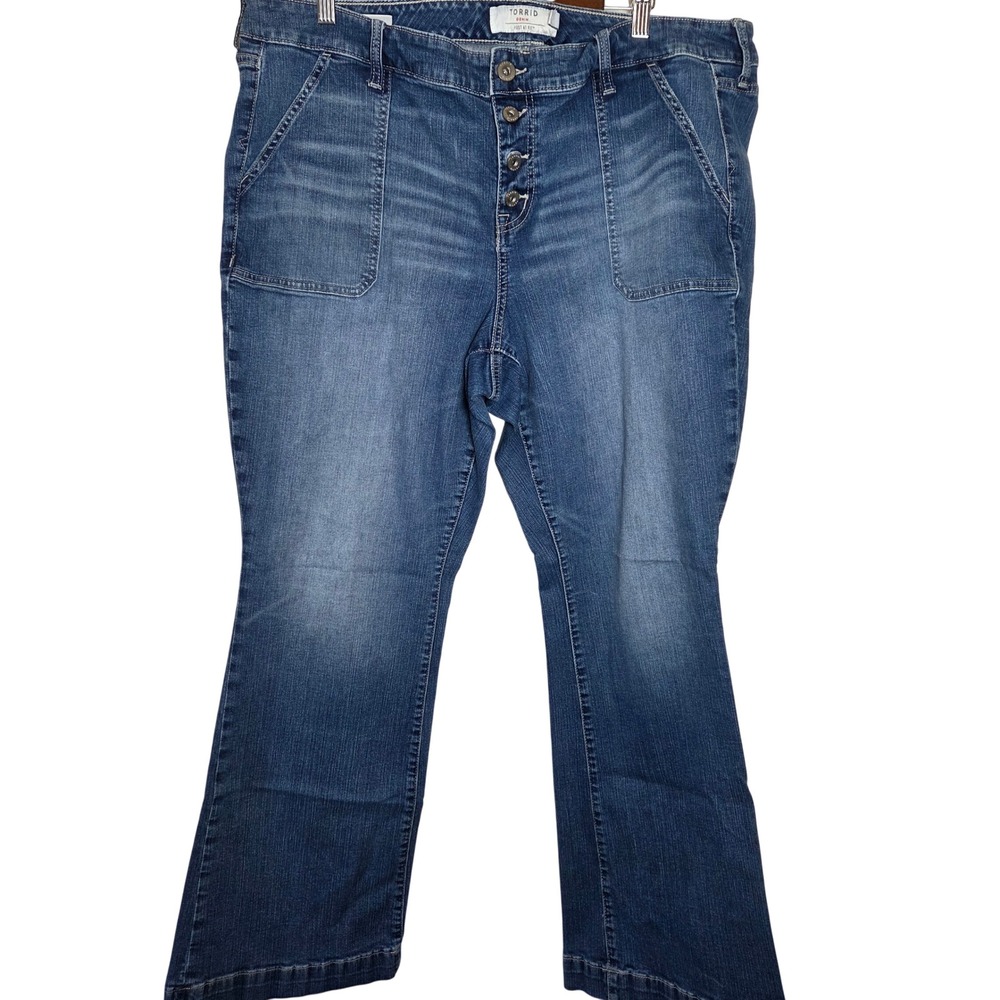 Torrid Flare Jeans 20R Plus Button‎ Fly Stretch Denim Medium Wash